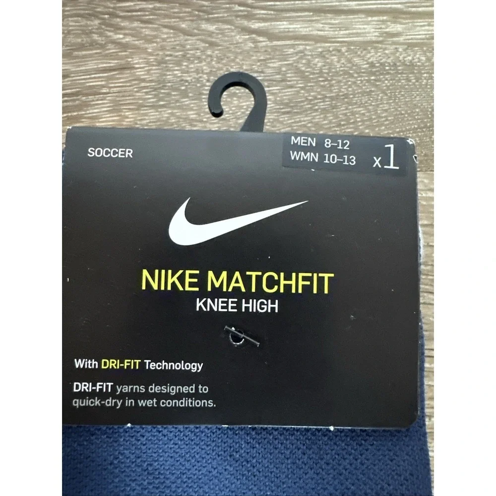 Nike MatchFit Knee High Soccer Socks Dri-FIT Cushioned Navy Large NWT